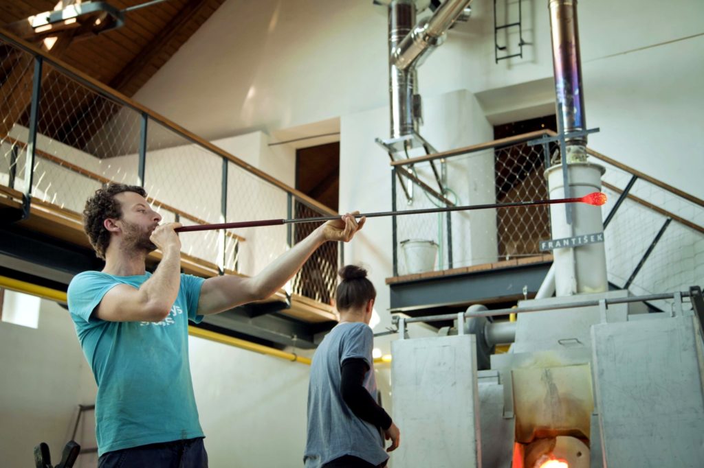 Glassworks in Sázava - blowing glass